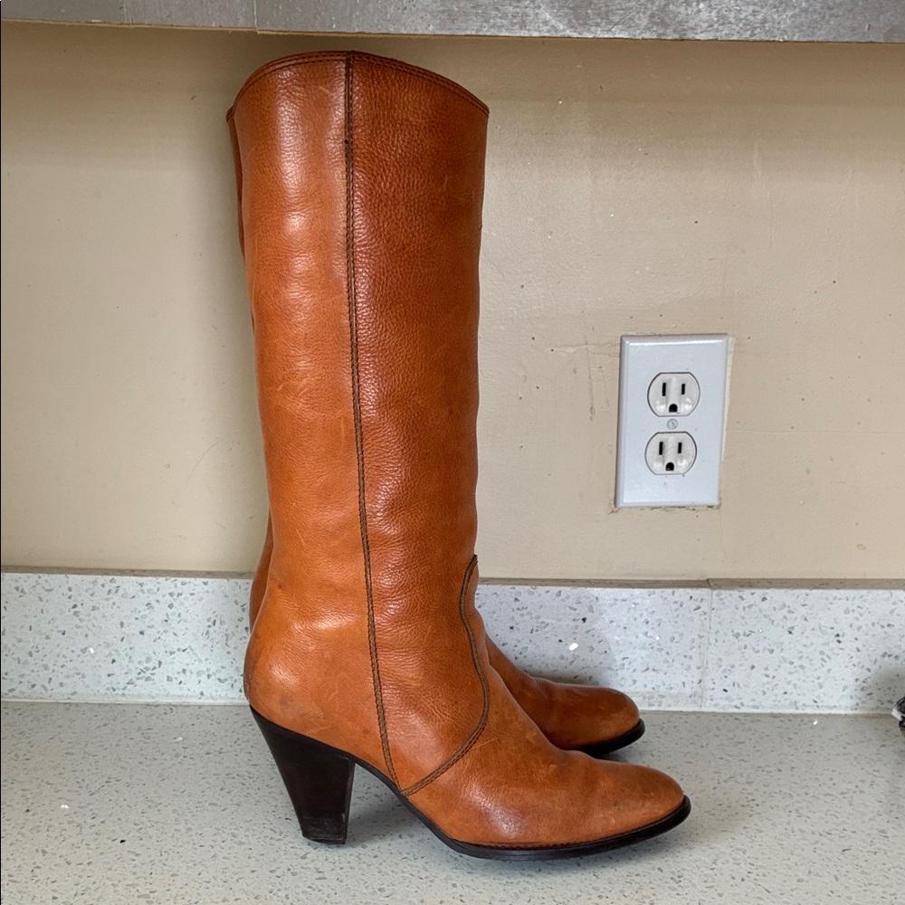 Classic Tan Leather Heeled Boots